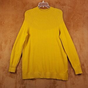 ANTHROPOLOGIE Sweater Womens Medium Mustard Pullover Side Slit Tunic Knit